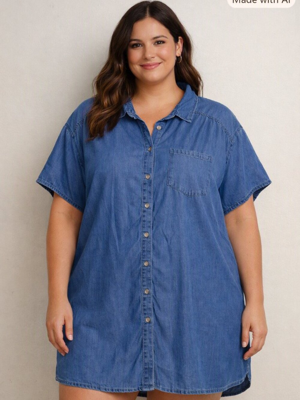 NWT Hester & Orchard Tencel Denim Shirt Dress 1X Boho